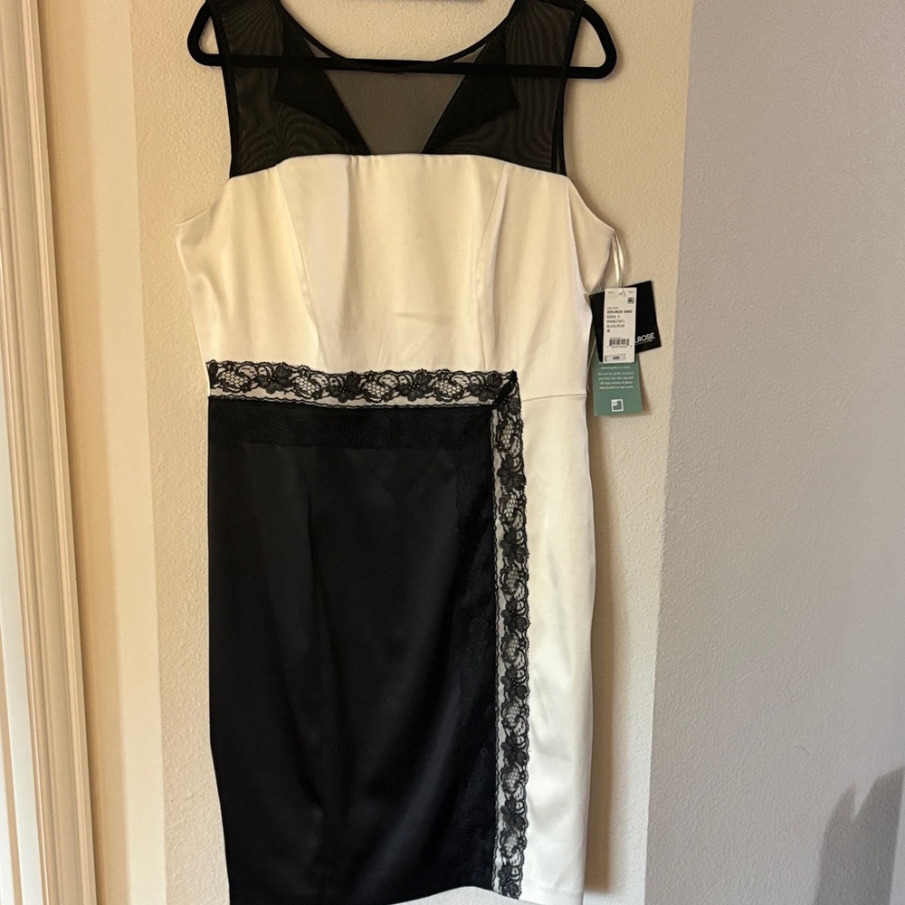 Elegant Black and White Lace Dress